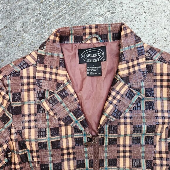 Selene Sport Women Blazer Jacket Brown Snake Skin Pattern Coat Size S - Picture 10 of 13